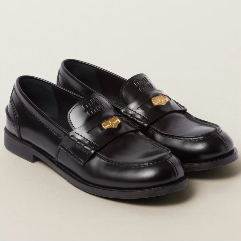 Miu Miu Brushed Leather Penny Loafers